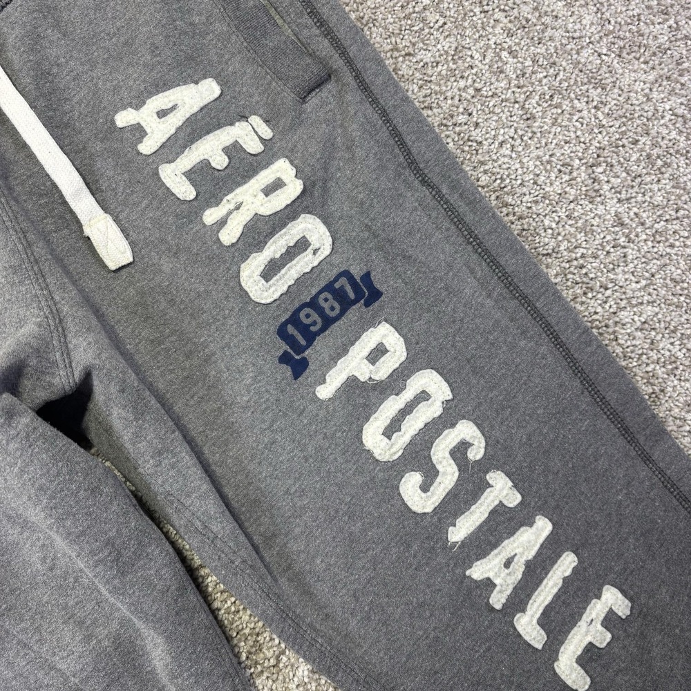 Aeropostale Sweatpants Womens Medium Gray Fleece Logo Pants Drawstring Y2K Fem - Picture 6 of 8